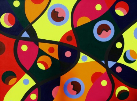 Painting No. 12 - Title "Coloured DNA" by Abstract Artist Karen Robinson - 2008