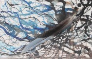 No. 2 of 2 Creative Writing Group - Artwork Titled 'Beautiful Other' Feather resting on - Schmincke Ink on A4 Paper by Karen Robinson - Abstract Artist NB All images are copyright protected Oct 2015.JPG