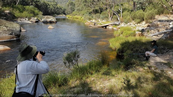 Omeo, Victoria - Australia 'Bundara and Mitta Mitta Rivers Junction' Photographed by ©Karen Robinson_www.idoartkarenrobinson.com April - 2017. Comments: Fishing and sightseeing with husband and his brother and my daughter where two rivers met.