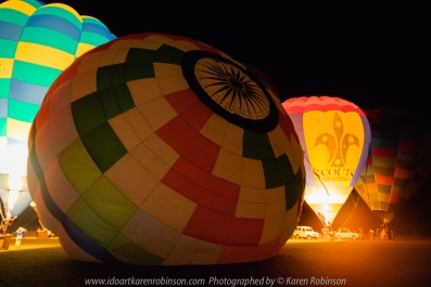 Milawa, Victoria - Australia 'King Valley Balloon Festival Night Glow Event' Photographed by Karen Robinson June 2018 NB: All images are protected by copyright laws. Comments - Part of the Balloon Festival involved an amazing visual sensation which featured 'Night Glow Light Show' at 7pm, located at the Brown Brothers Airfield, where hot-air balloons put on a colourfully light show that was backed dropped against a starry night sky. This spectacular event was witnessed by some 3,000 people!