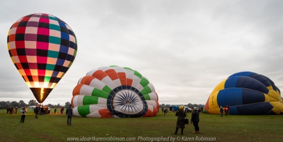 Milawa, Victoria - Australia 'King Valley Balloon Festival Sunrise' Photographed by Karen Robinson June 2018 NB. All images are protected by copyright laws. Comments - Sunrise Balloon Mass Ascension at Brown Brothers Milawa airfield on a not so sunny early morning. Hubby and I had the chance to walk around and experience the ascension close-up!