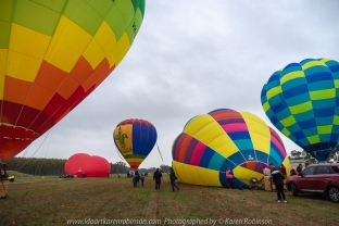 Milawa, Victoria - Australia 'King Valley Balloon Festival Sunrise' Photographed by Karen Robinson June 2018 NB. All images are protected by copyright laws. Comments - Sunrise Balloon Mass Ascension at Brown Brothers Milawa airfield on a not so sunny early morning. Hubby and I had the chance to walk around and experience the ascension close-up!
