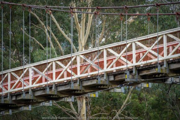 Kew, Victoria - Australia 'Studley Park' Photographed by Karen Robinson June 2019 Comments - Picnic Area at Studley Park. Photograph featuring Kanes Bridge stretching over the Yarra River.