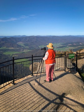 Mount Buffalo, Victoria - Australia 'Mount Buffalo Road' Photographed by Karen Robinson September 2019 Comments - Beautiful Spring day driving along Mount Buffalo Road photographing magnificent regional scenic views. Photograph featuring Karen Robinson taking photographs of panoramic views from Mount Buffalo Lookout.