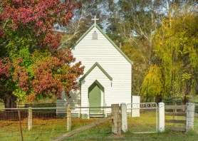 Molesworth, Victoria - Australia 'Christ Church on Goulburn Valley Highway' Photographed by Karen Robinson Comment: Little Church boldly standing amongst trees full of autumn colour.