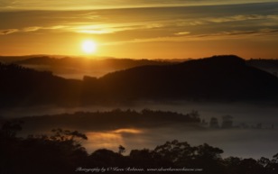 Strath Creek, Victoria - Australia 'Sunrise at Murchison Gap Lookout' Photographed by Karen Robinson May 2021 Comment: Beautiful sunrise at lookout. Foggy mystical views of the valleys stretched across a vast landscape.